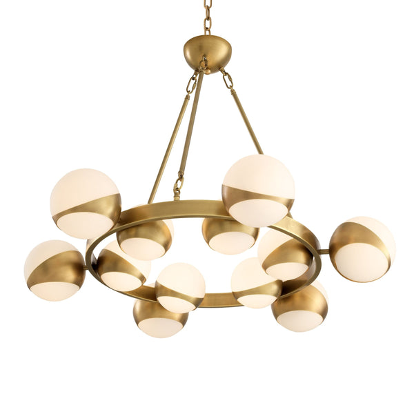 Low Profile Alabaster Disc and Brass Flush Mount