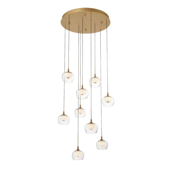Low Profile Clear and Opal Glass Disc Chandelier
