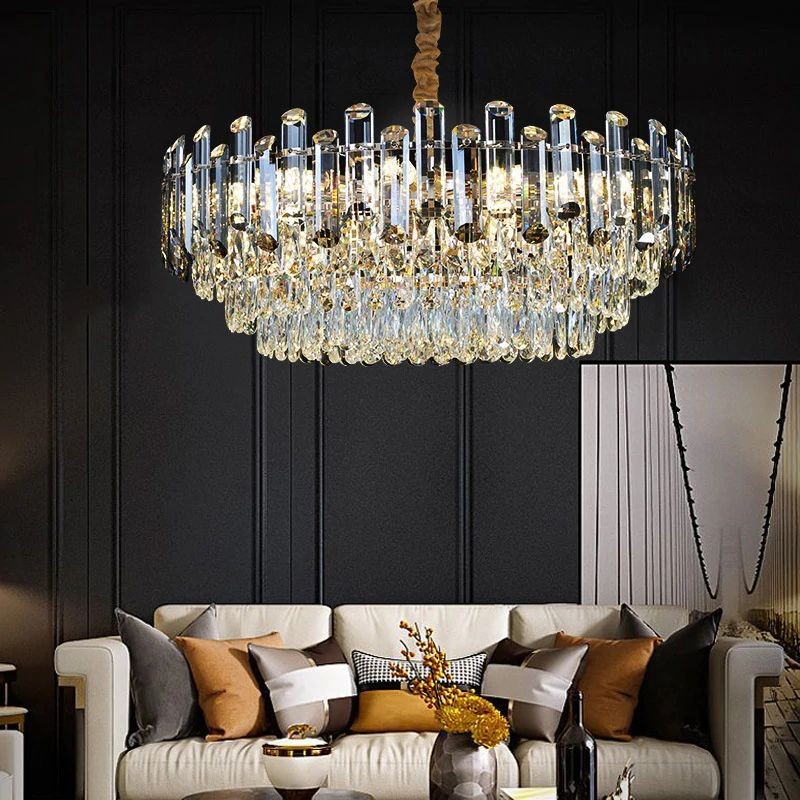 Low Profile Concentric Crystal Ring Chandelier