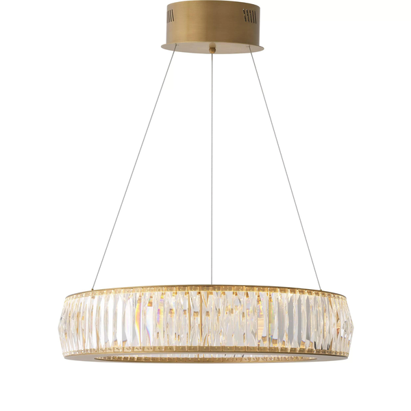 Low Profile Crystal Cluster Antique Brass Chandelier
