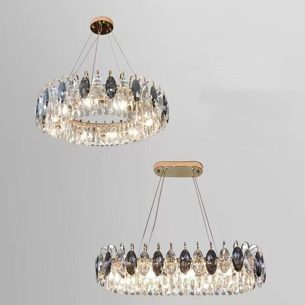 Low Profile Faceted Crystal Cluster Chandelier