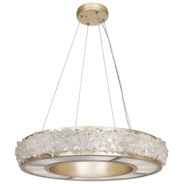 Low Profile Ring Chandelier with Rough Cut Crystals