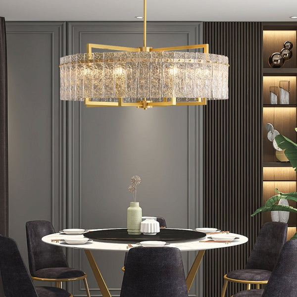 Low Profile Round Crystal and Metal Chandelier