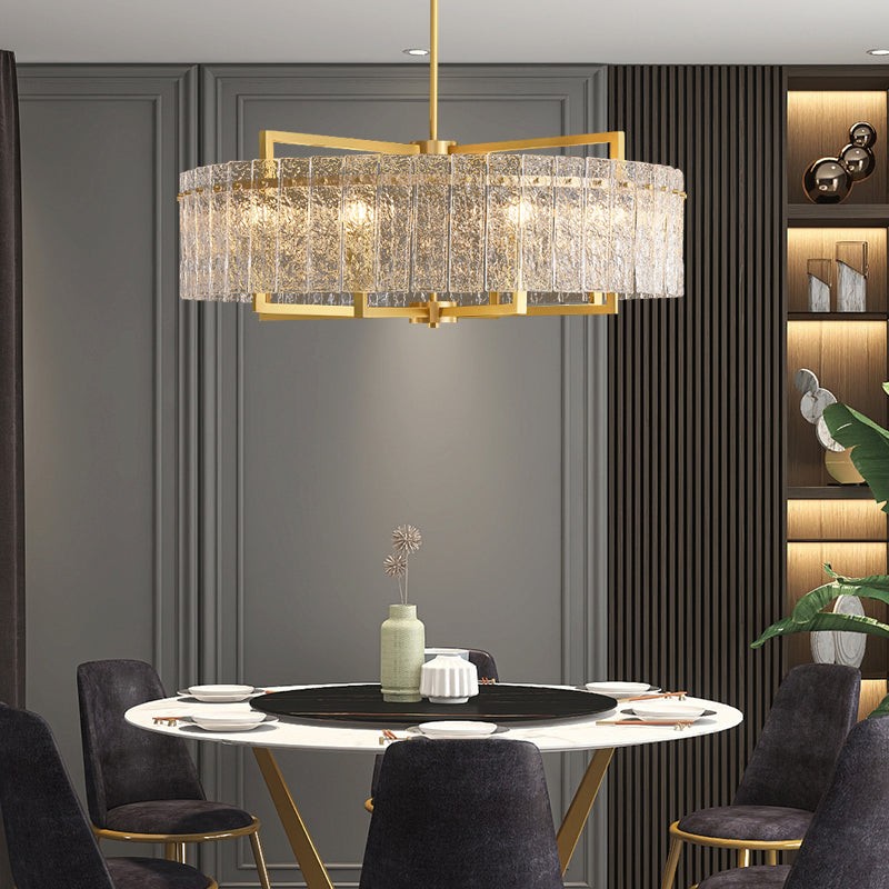 Low Profile Round Crystal and Metal Chandelier