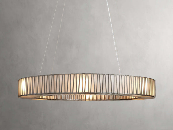 Low Round Iron Ring Chandelier with Glass Shades