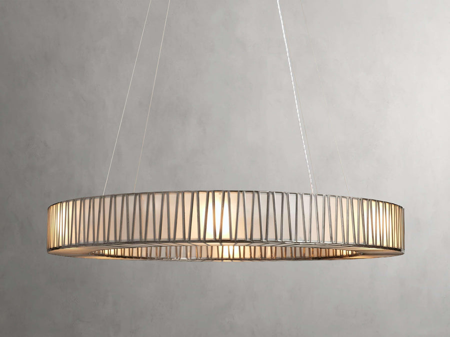 Low Round Iron Ring Chandelier with Glass Shades