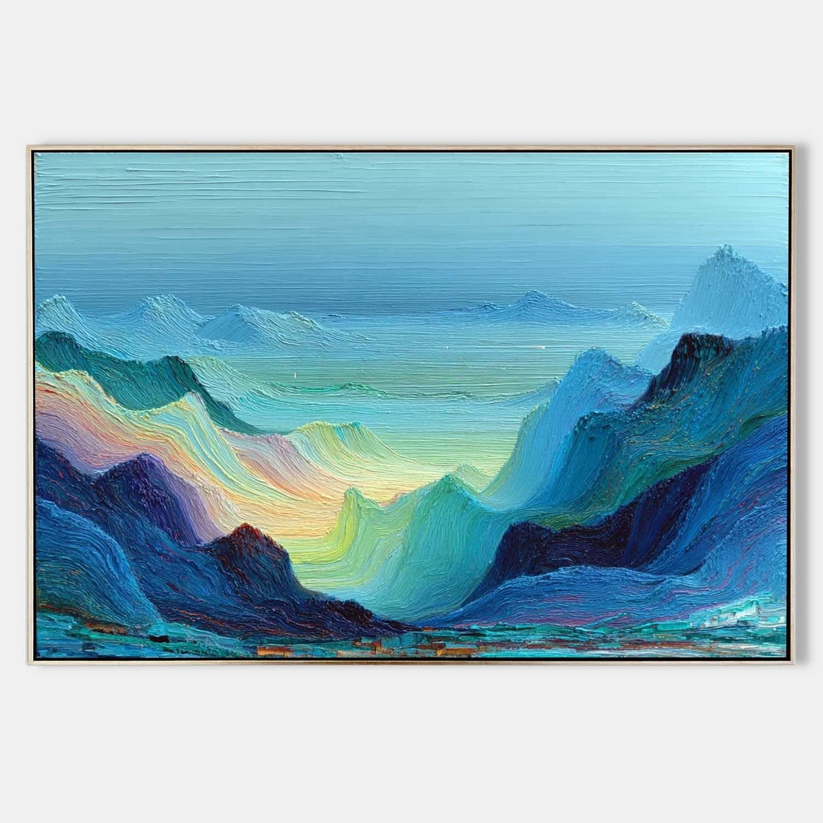 Luminous Blue Mountain Valley at Dawn