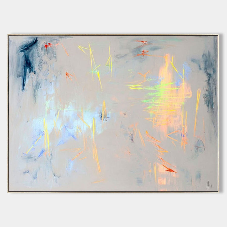 Luminous Scribbles on Soft Gray