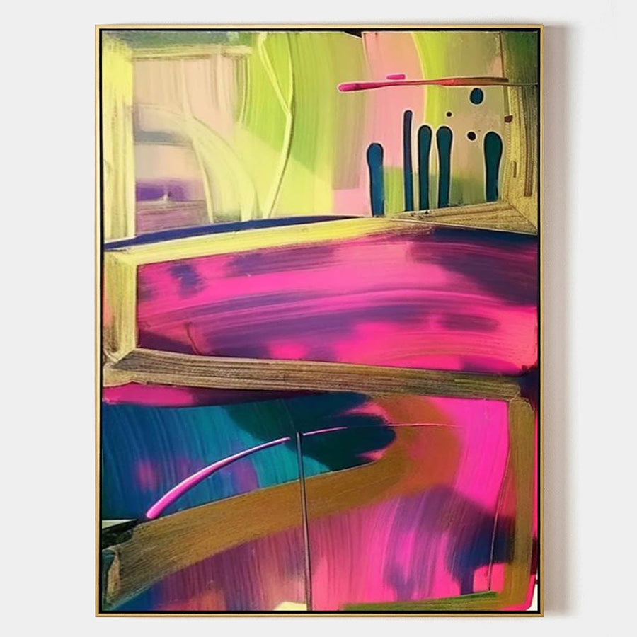 Magenta and Chartreuse Abstract Bands