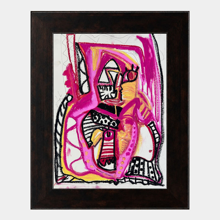Magenta Figure in Crayon Black