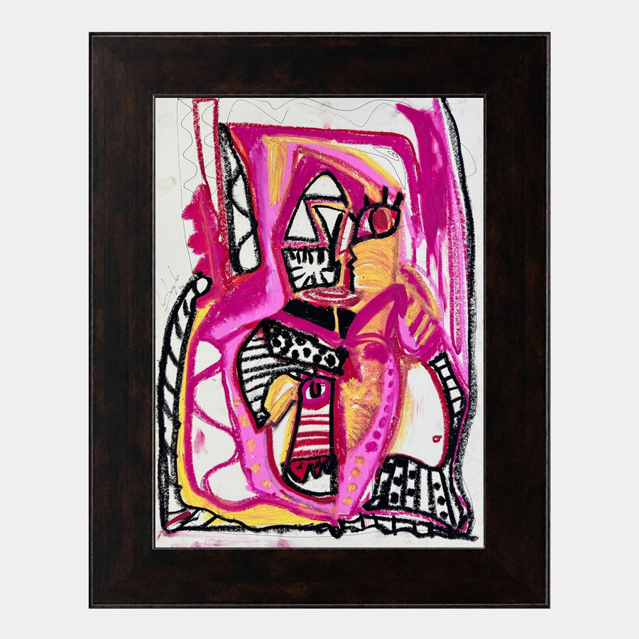 Magenta Figure in Crayon Black