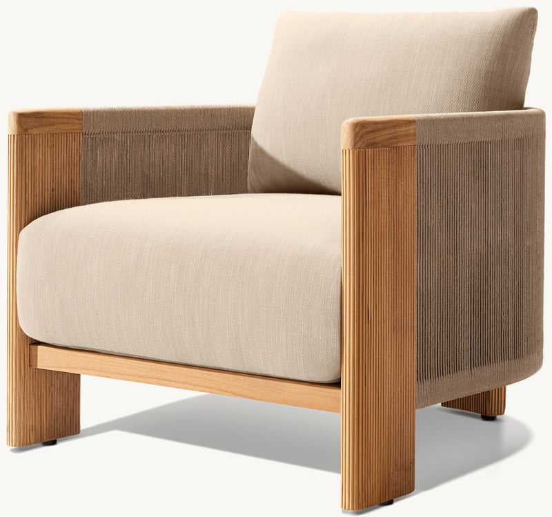 Marbella Curved Teak Collection | Premium Outdoor Seating Set - Lounge Chair, Sofa, Sectional Sofa, Coffee Table, Side Table