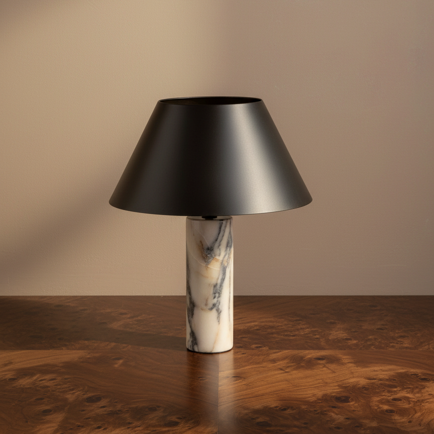 Marble Grey Column Table Lamp