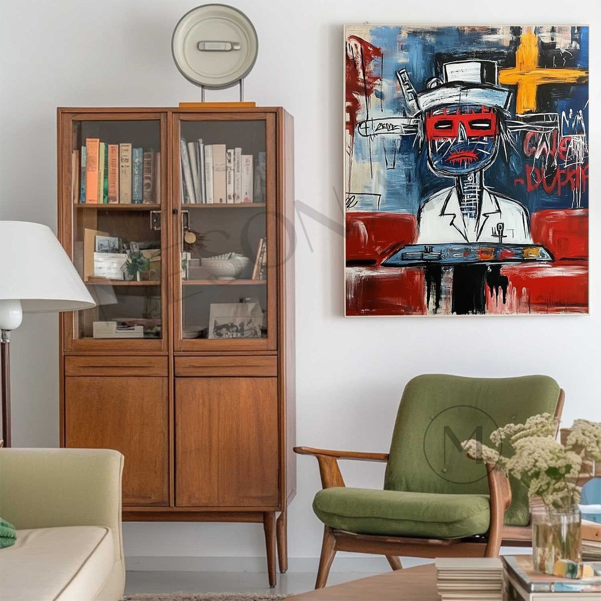 Masked Figure in Red and Blue