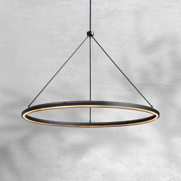 Matte Black Iron Ring LED Chandelier