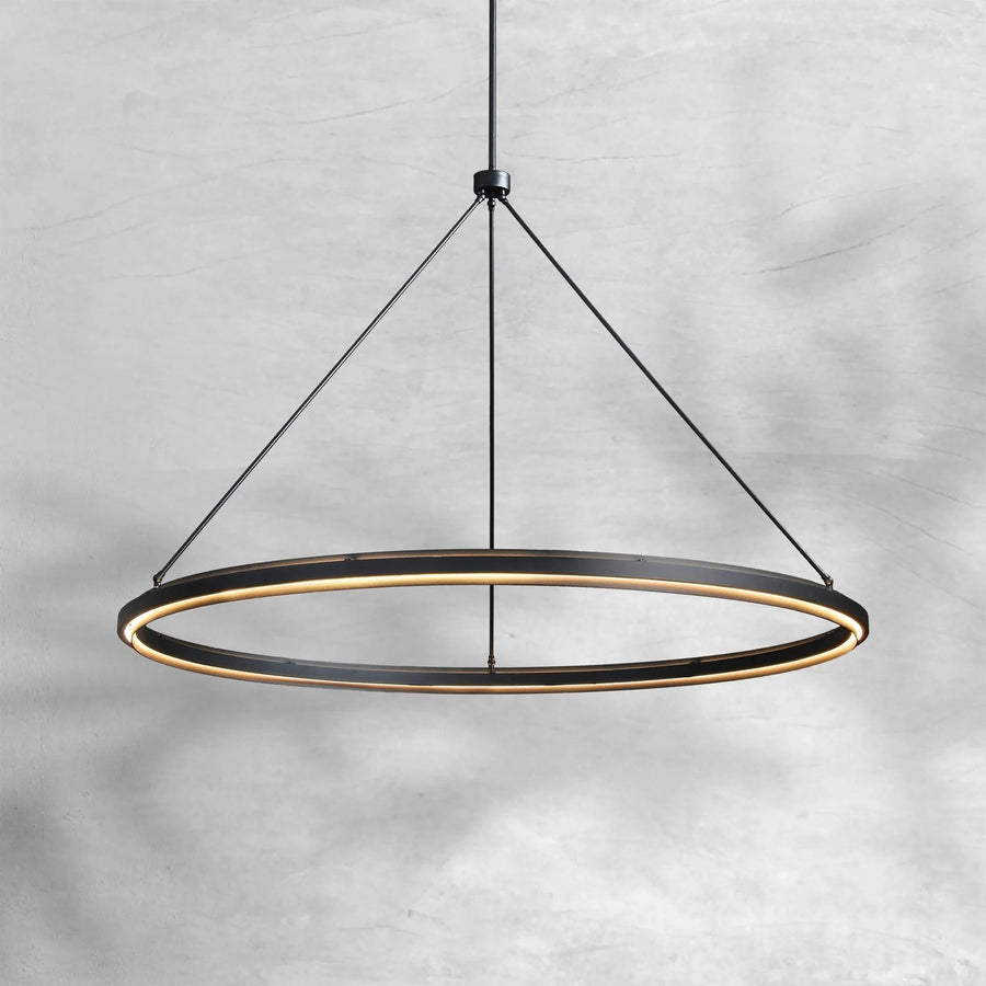Matte Black Iron Ring LED Chandelier