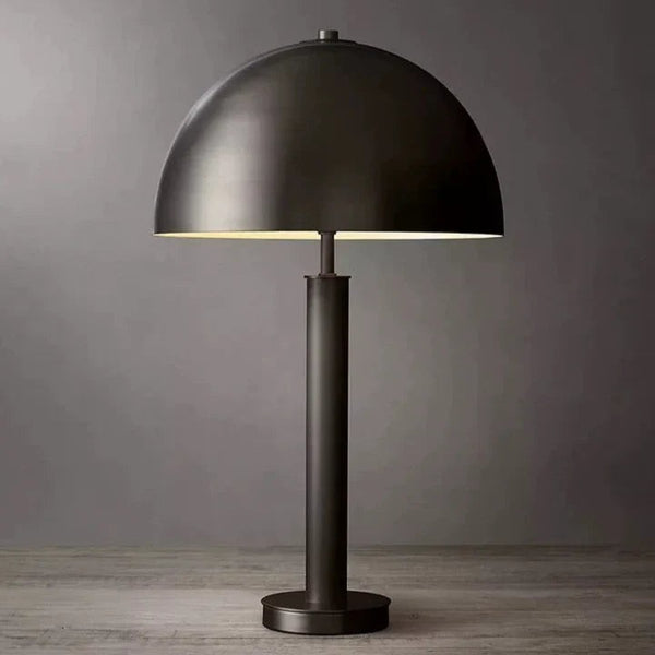 Matte Black Metal Dome Table Lamp