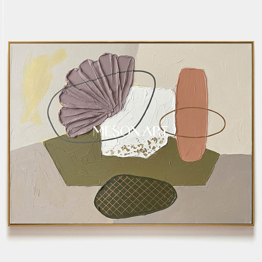 Mauve Fan and Olive Stone Abstract