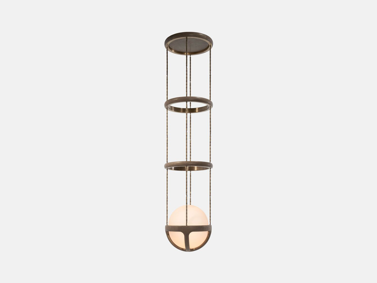 Medium Glass Bubble Pendant with Slender Brass Armature