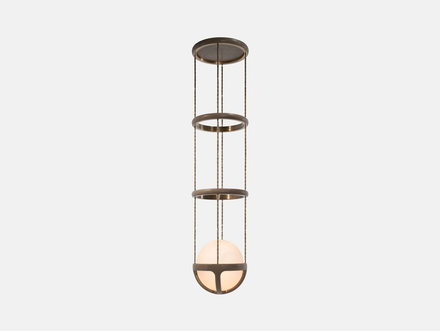 Medium Glass Bubble Pendant with Slender Brass Armature