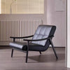Mid-Century Modern Black Leather Lounge Chair – Sleek Accent Chair with Wood Frame