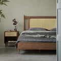 Mid-Century Modern Cane Panel Bed - Close-up Detail