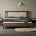 Mid-Century Modern Cane Panel Bed - Side View