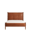 Mid-Century Modern Leather Panel Bed - Main View