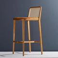 Mid-Century Modern Rattan & Wood Counter Stool - Main View