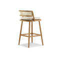 Mid-Century Modern Rattan & Wood Counter Stool - Side View