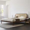 Mid-Century Modern Rattan Panel Bed - Close-up Detail