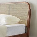 Mid-Century Modern Rattan Panel Bed - Detail View
