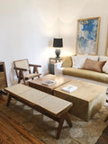 Mid-Century Modern Solid wood and Rattan Bench - Lifestyle Setting