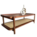 Mid-Century Modern Solid wood and Rattan Coffee Table - Main View