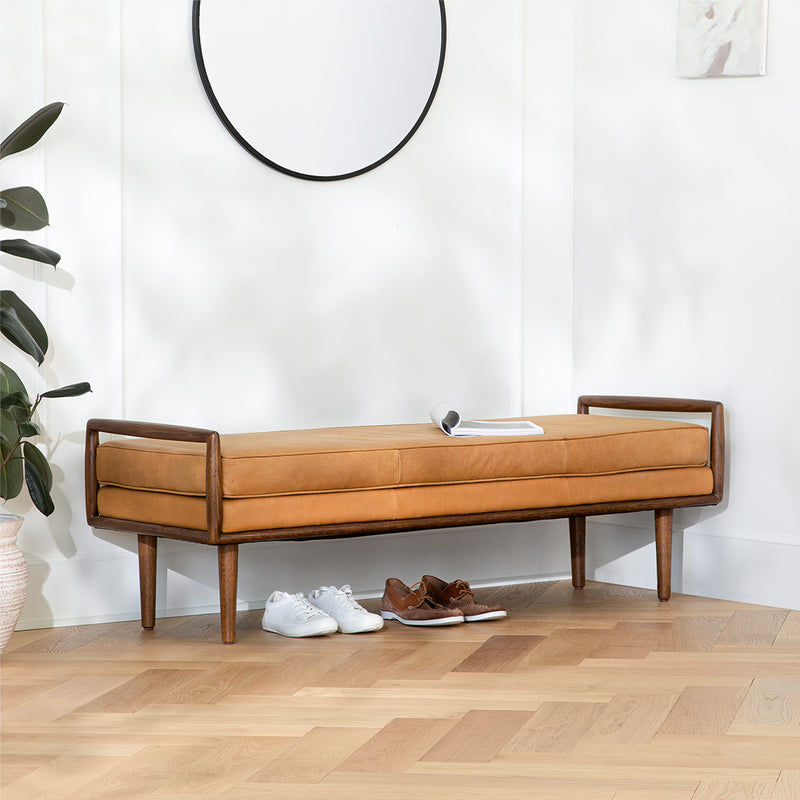 Mid-Century Modern Solid wood Bench - Main View