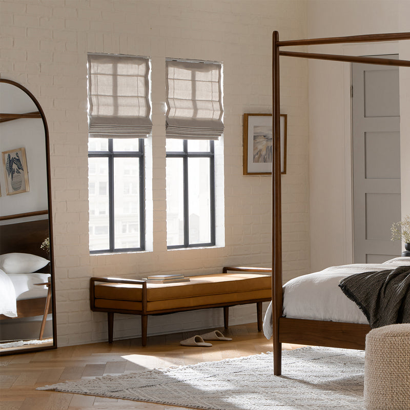 Mid-Century Modern Solid wood Bench – Sculpted Entryway or Bedroom Seating