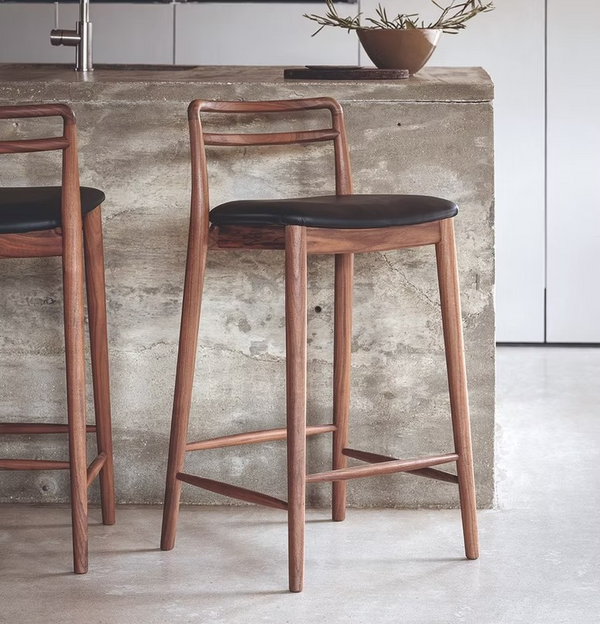 Mid-Century Modern wood Counter Stool - Main View