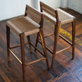 Mid-Century Modern Woven Natural Rope Counter Stool - Lifestyle Setting