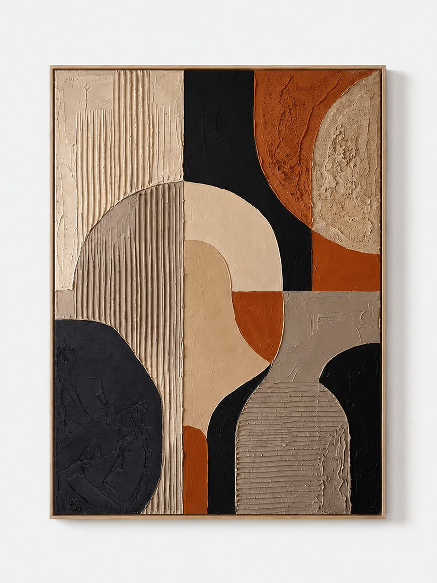 Mid-Century Textured Geometric Abstract Wall Art