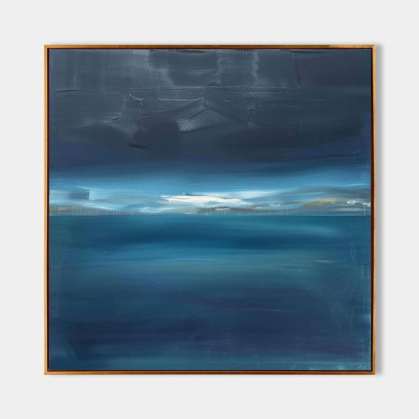 Midnight Blue Horizon Over Still Water