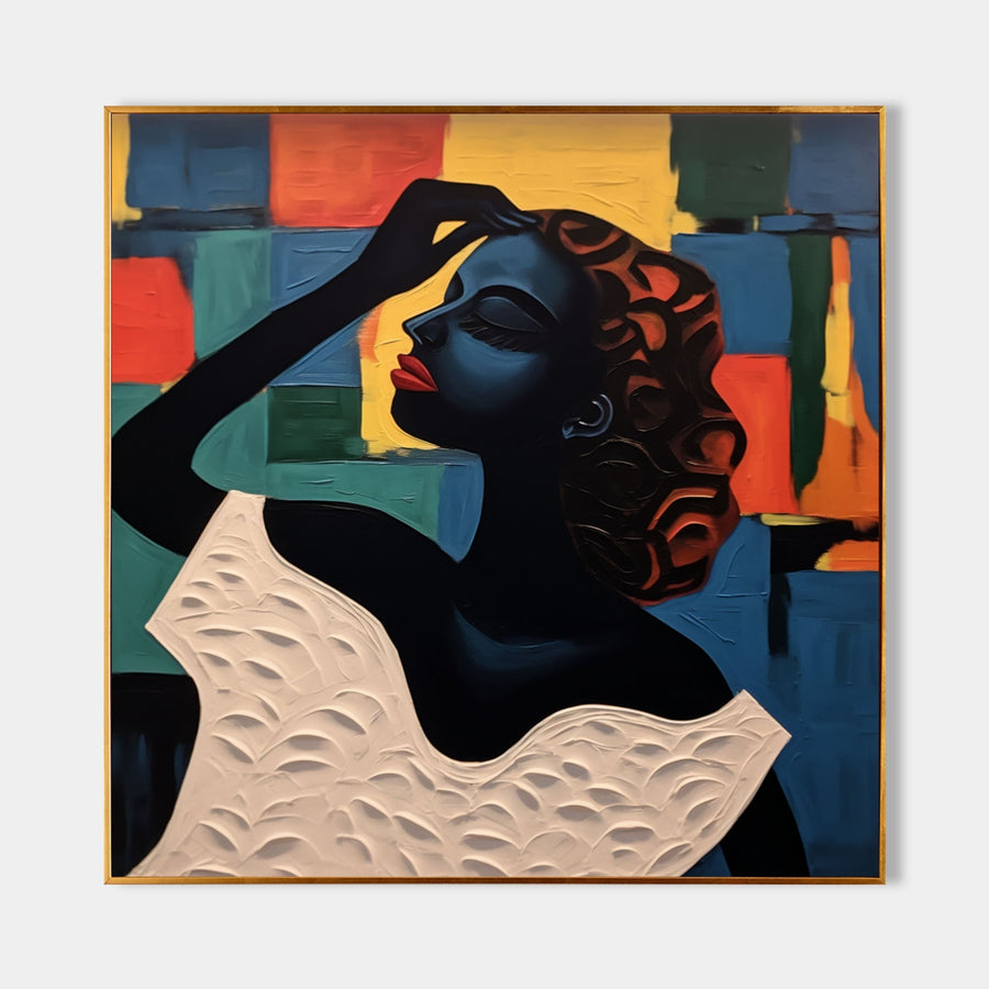 Midnight Blue Woman in Color Blocks