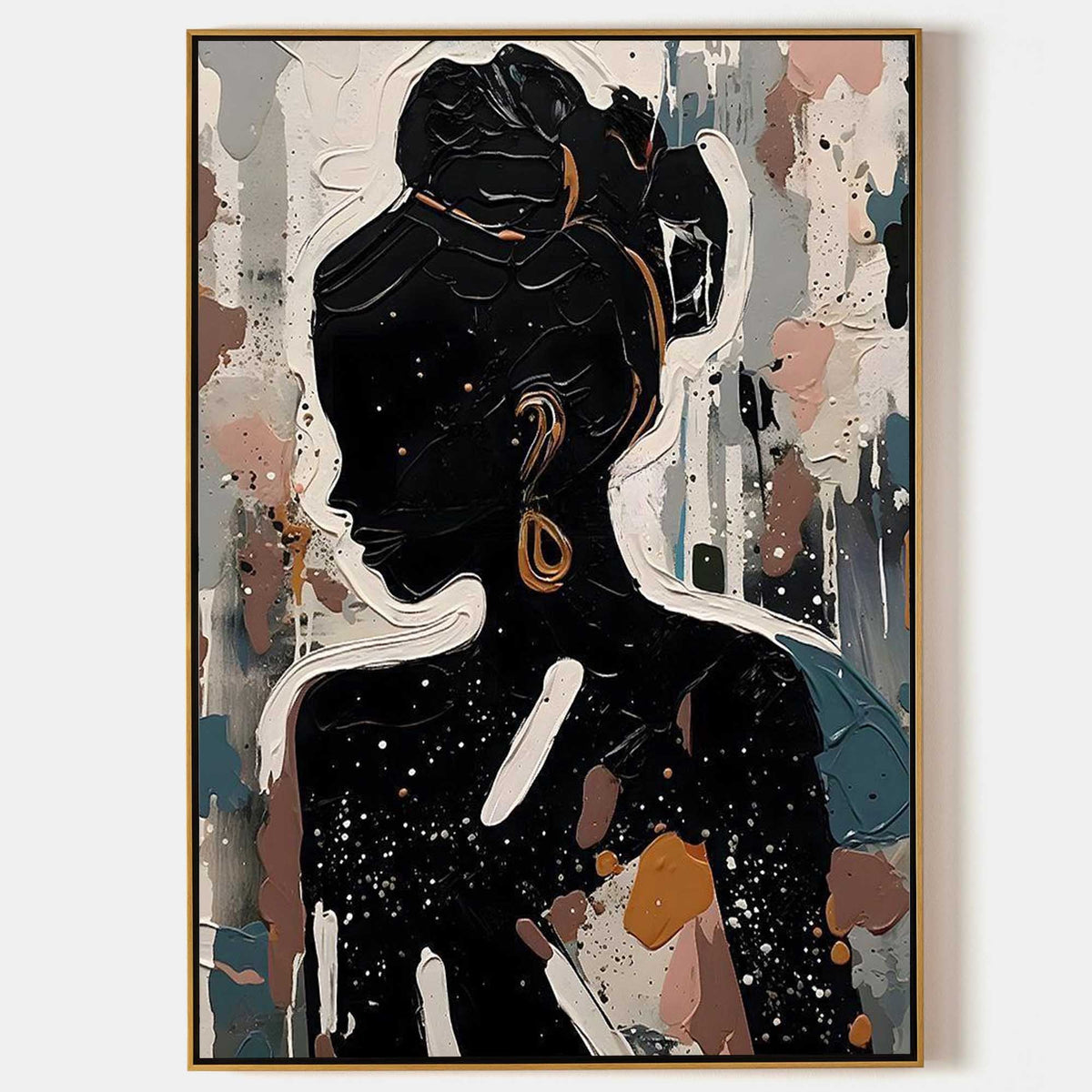 Midnight Silhouette with Gold Earring