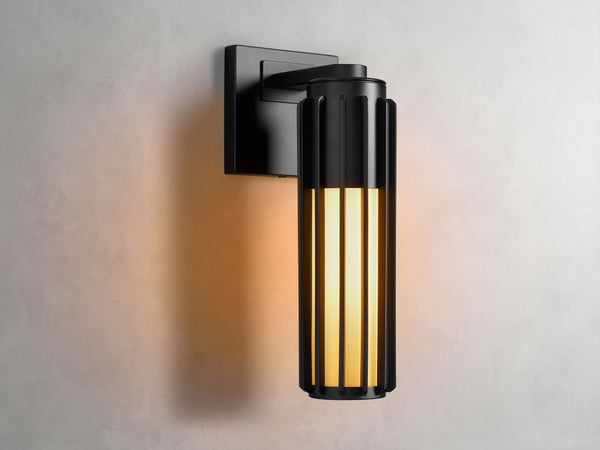 Milk Glass Cylinder Matte Black Outdoor Wall Sconce