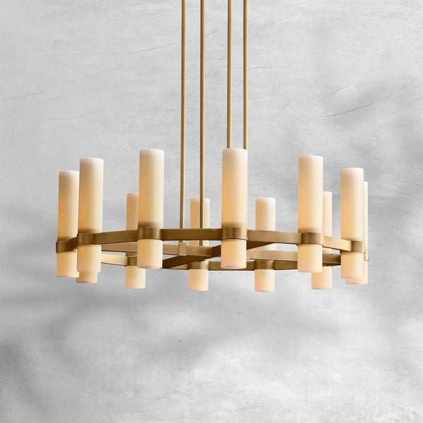 Milk Glass Cylinder Ring Chandelier