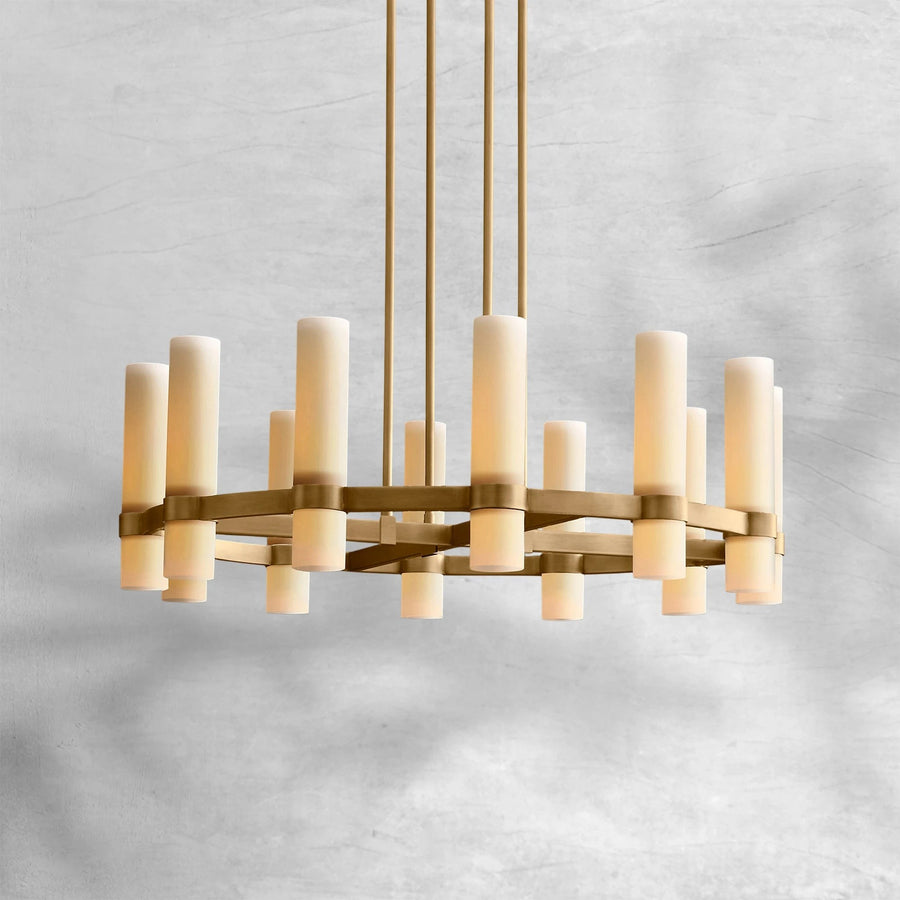 Milk Glass Cylinder Ring Chandelier