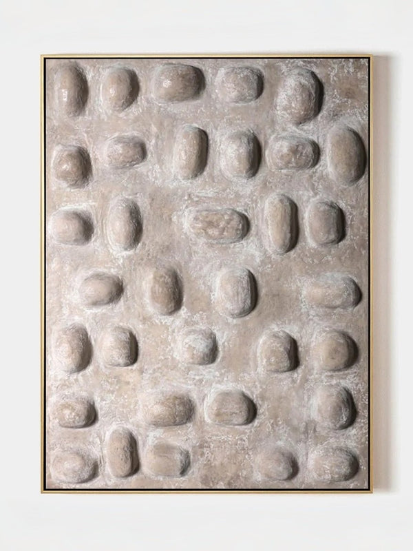 Minimalist 3D Textured Pebble Relief Art