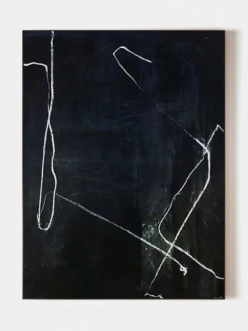 Minimalist Abstract Midnight Lines Canvas Wall Art