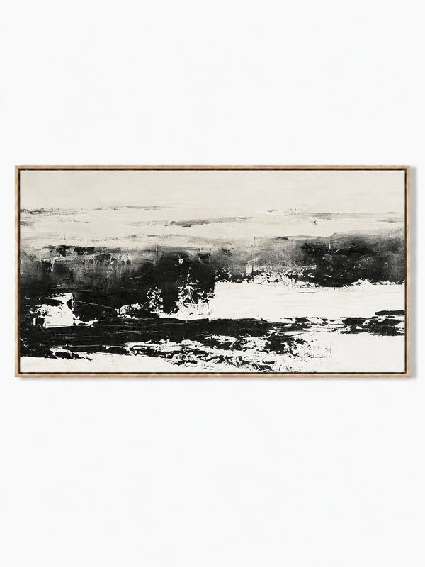 Minimalist Black and White Abstract Landscape Painting