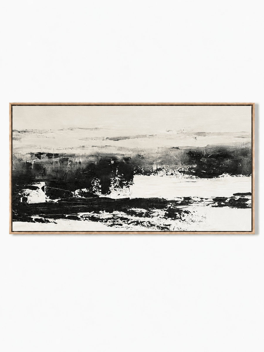 Minimalist Black and White Abstract Landscape Painting