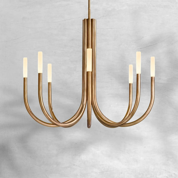 Minimalist Brushed Brass Ring Chandelier